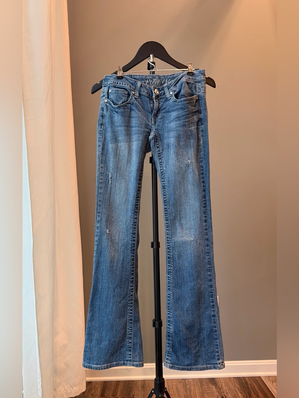 Vintage Y2K Premiere Cotton Mid Rise Bootcut Jeans Rhinestone Bling Western 1/2 - Picture 3 of 16